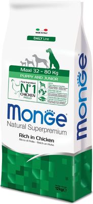 

Monge Natural Maxi Puppy & Junior Ricco di Pollo Cibo Secco per Cani (2 - 12 Mesi) 12Kg