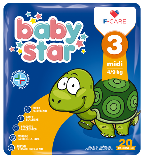 Image of Baby Star Pannolini 3 Midi 4-9kg 20 Pezzi