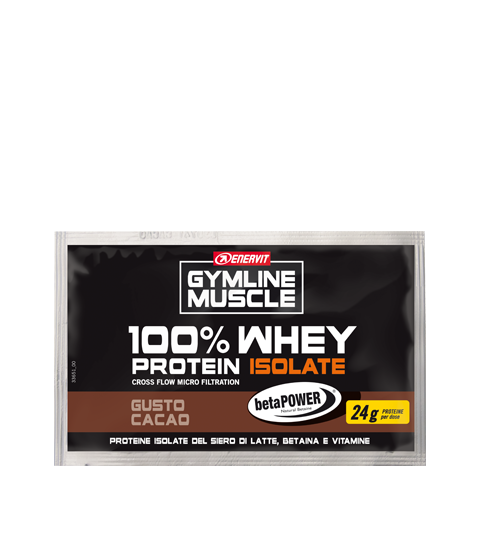 Image of Enervit Gymline Muscle 100% Whey Protein Isolate + Betaina Gusto Cacao Integratore Alimentare Bustina 24g 971560952