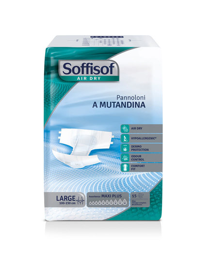 

Soffisof Air Dry Pannolino Mutandina Maxi Plus Taglia L 15 Pannolini