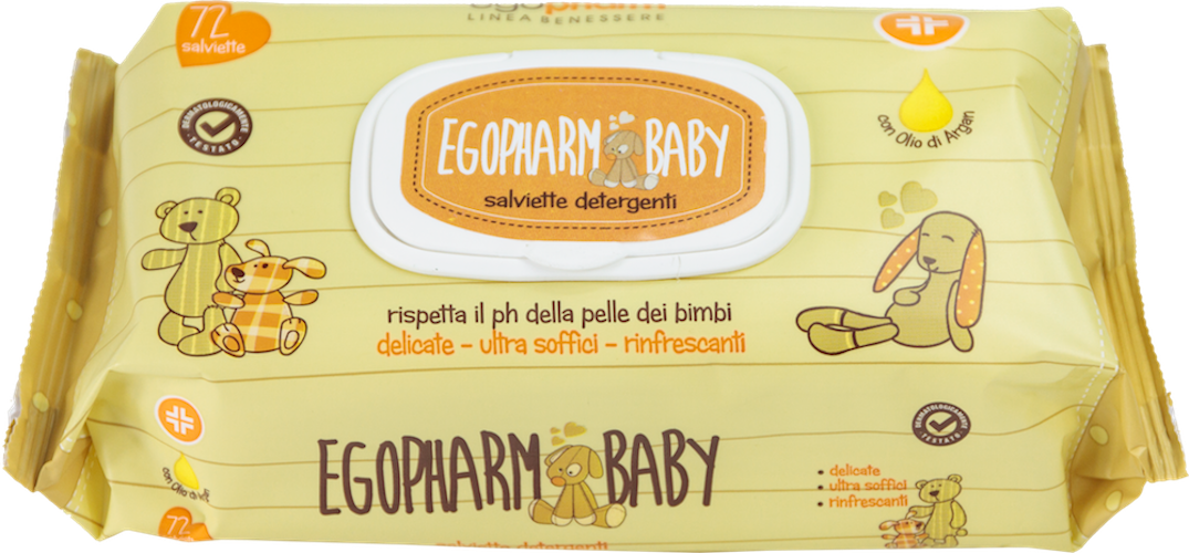 Image of Egopharm Linea Benessere Egopharm Baby Salviette Detergenti Con Olio Di Argan 72 Pezzi033