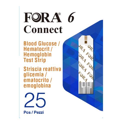 Image of Meter Fora(R) 6 Connect Striscia Reattiva Glicemia Ematocrito Emoglobina 25 Pezzi