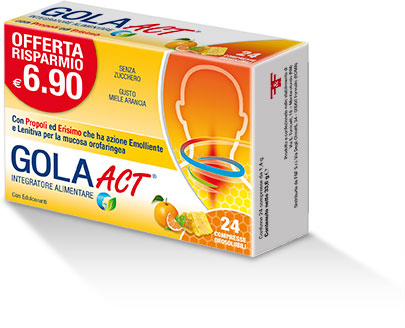 

Gola Act Gusto Miele Arancia 24 Compresse Masticabili Senza Zucchero