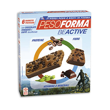 Image of Pesoforma BeActive Barrette Con Cioccolato Fondente E Caffè Decaffeinato 6 Pezzi