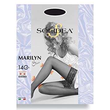 Image of Solidea Marilyn 140 Sheer Calze Autoreggente A Compressione Graduata Maglia Liscia Colore Cipria Taglia 4 L 1 Paio