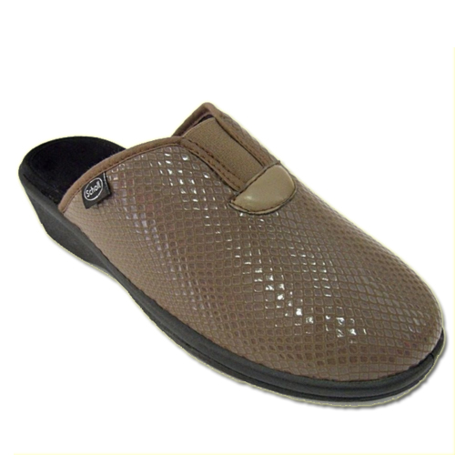 Image of Scholl Elsa Ciabatta Donna In Elasticizzato Stampato Colore Dark Taupe Misura 39033