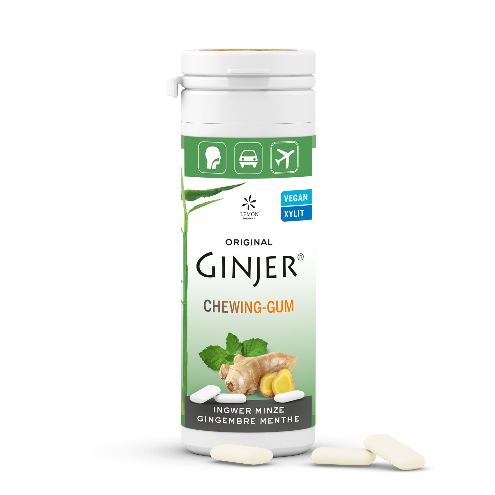 Image of Lemon Pharma Original Ginjer(R) Chewing Gum Gomme Da Masticare Zenzero & Menta 30g033