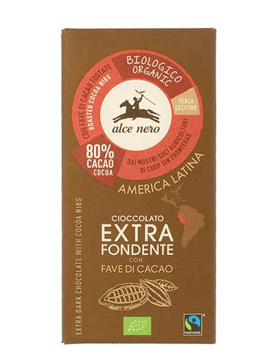 

Cioccolato Extra Fondente Con Fave Di Cacao Biologico Alce Nero 100g