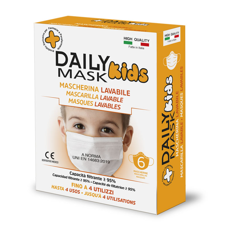 

DAILY MASK KIDS Mascherina Lavabile Per Bambini 6 Pezzi