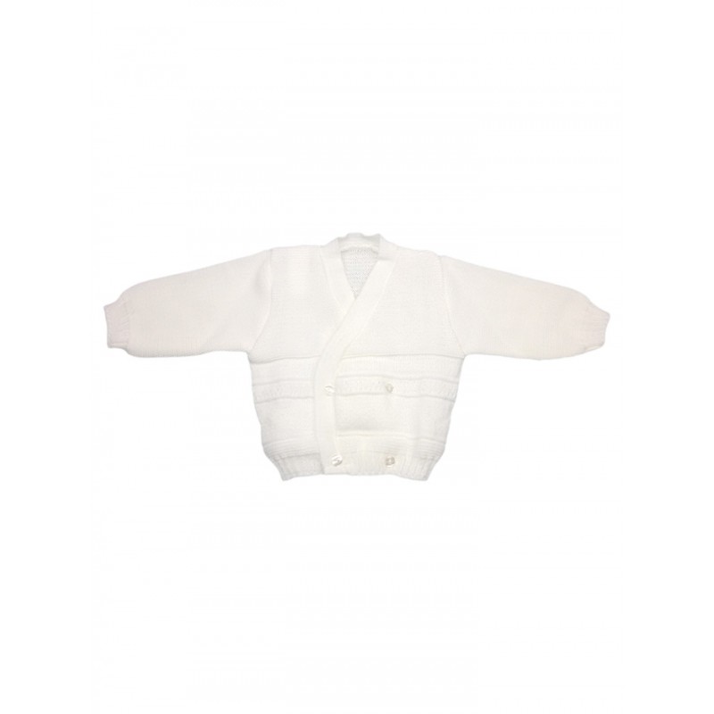 Image of Cardigan scaldacuore incrociatino coprifasce La Rocca bimba bimbo neonato bianco TU033