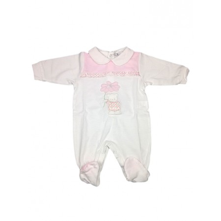 Image of Tuta tutina cotone bimba neonato Will B bianco rosa 0 - 3 m033