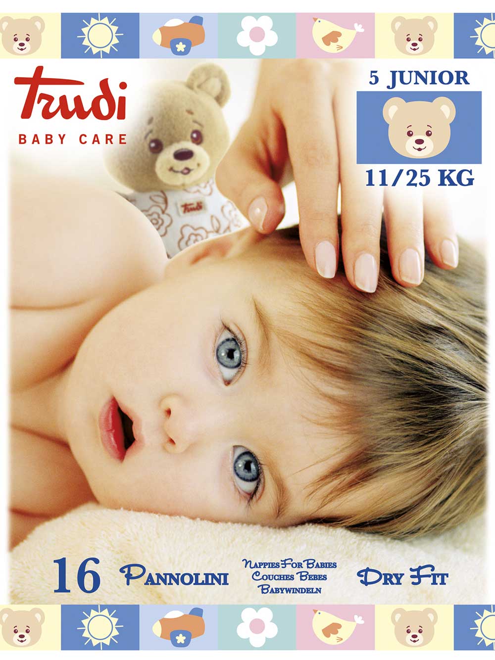 Image of Pannolini Dry Fit Taglia Junior 11/25kg Trudi Baby Care 16 Pannolini