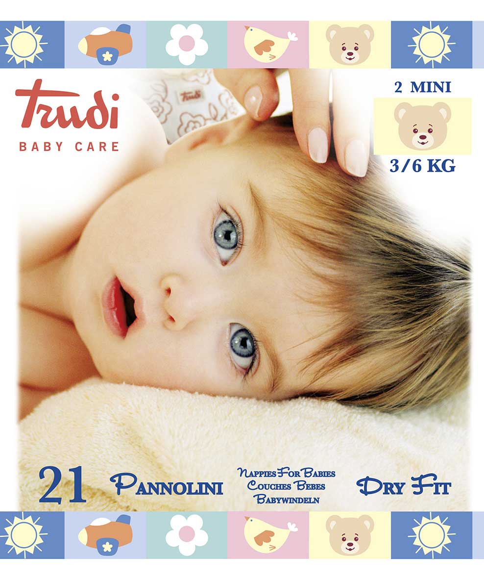 Image of Pannolini Dry Fit Taglia Mini 3/6kg Trudi Baby Care 21 Pannolini