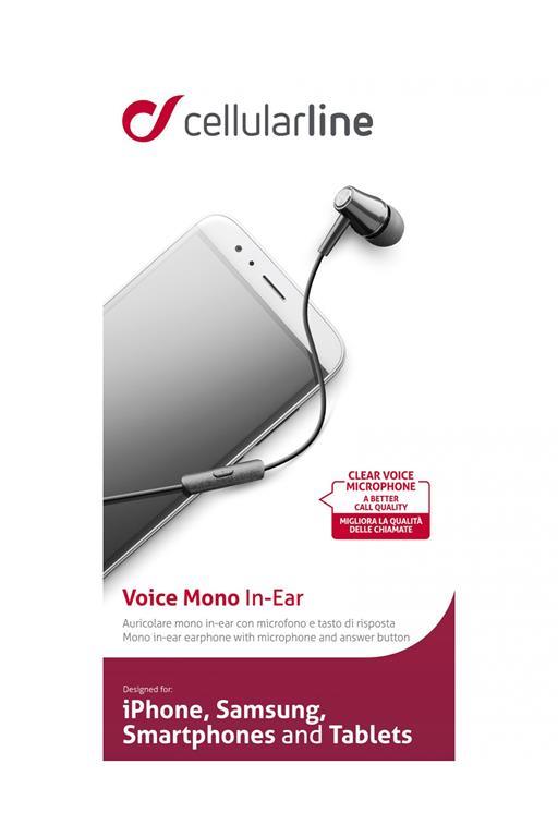 Image of Voice In-Ear Mono Cellularline Auricolari Nero 1 Paio