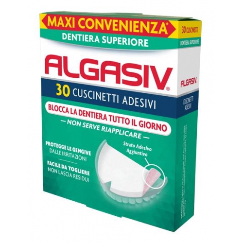 Image of Adesivo Protesi Superiore Algasiv 30 Cuscinetti Adesivi