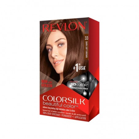Image of COLORSILK(R) Beautiful Color™ 3D N.33 Dark Sift Brown REVLON 1 Tinta Permanente