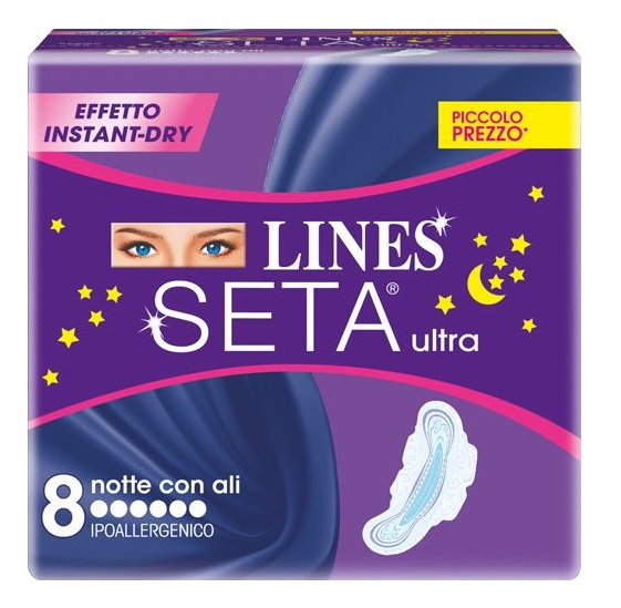 Image of Lines Seta Ultra Notte Con Ali 8 Assorbenti