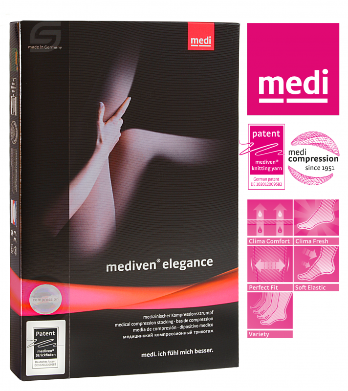 Image of Mediven Elegance Autoreggente CCL 1 Medi Nero Taglia 3 Plus Corto033