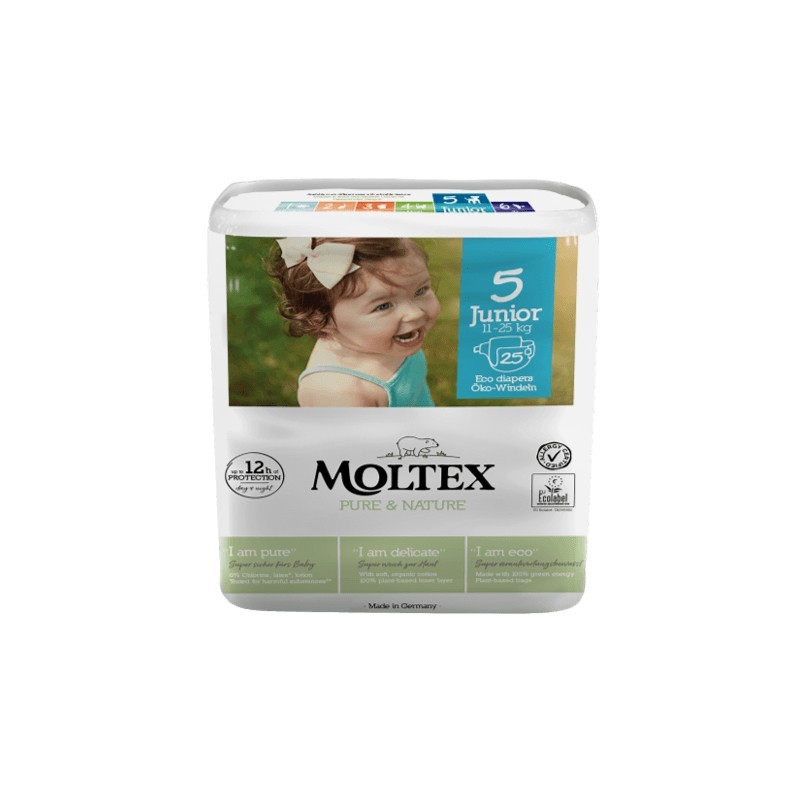 Image of Moltex Pure&Nature Junior Taglia 5 (11-25kg) Ontex 25 Pannolini Ecologici