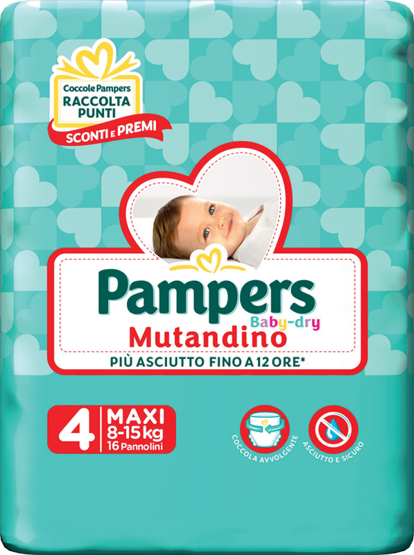Image of Pampers Baby Dry Mutandino Taglia 4 MAXI (8-15Kg) 16 Pannolini