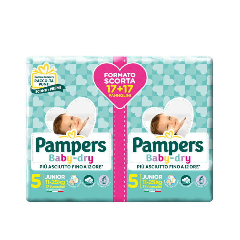 

Pampers Baby Dry Taglia 5 JUNIOR (11-25 Kg) 34 Pannolini