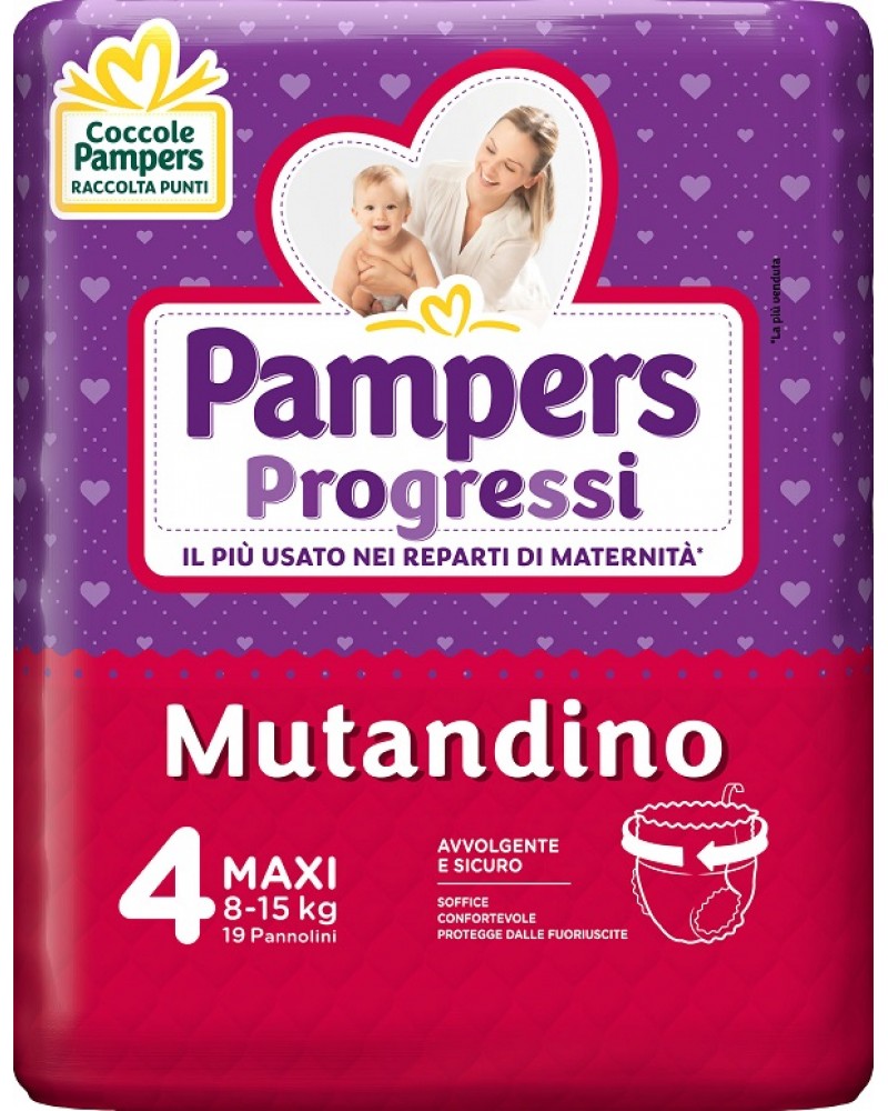 Image of Pampers Progressi Mutandino Taglia 4 MAXI (8-15Kg) 19 Pannolini