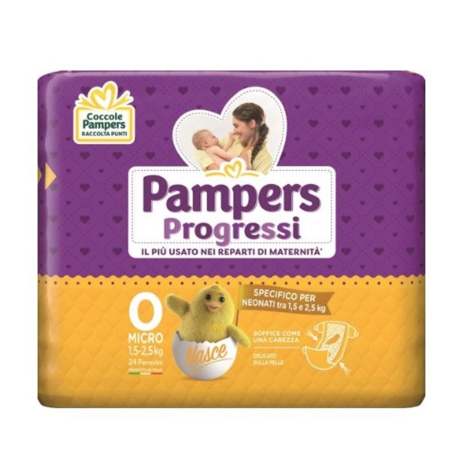 Image of Pampers Progressi Taglia 0 MICRO (1,5-2,5Kg) 24 Pannolini