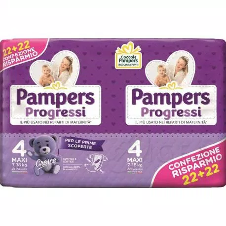 Image of Pampers Progressi Taglia 4 MAXI (7-18Kg) 44 Pannolini033