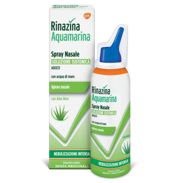 Rinazina Aquamarina Spray Nasale Isotonico Con Aloe Vera Nebulizzazione Intensa 100ml