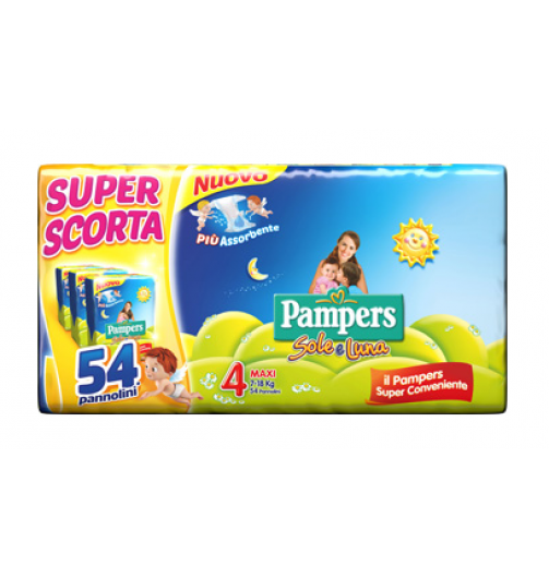 

Sole&Luna Taglia 4 Maxi (7-18Kg) Super Scorta Pampers 54 Pannolini