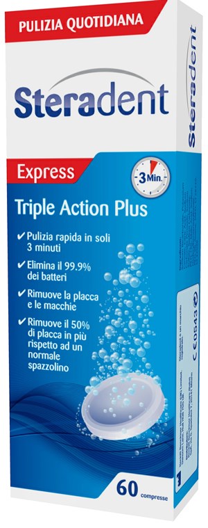 Image of Triple Action Plus Steradent 60 Compresse