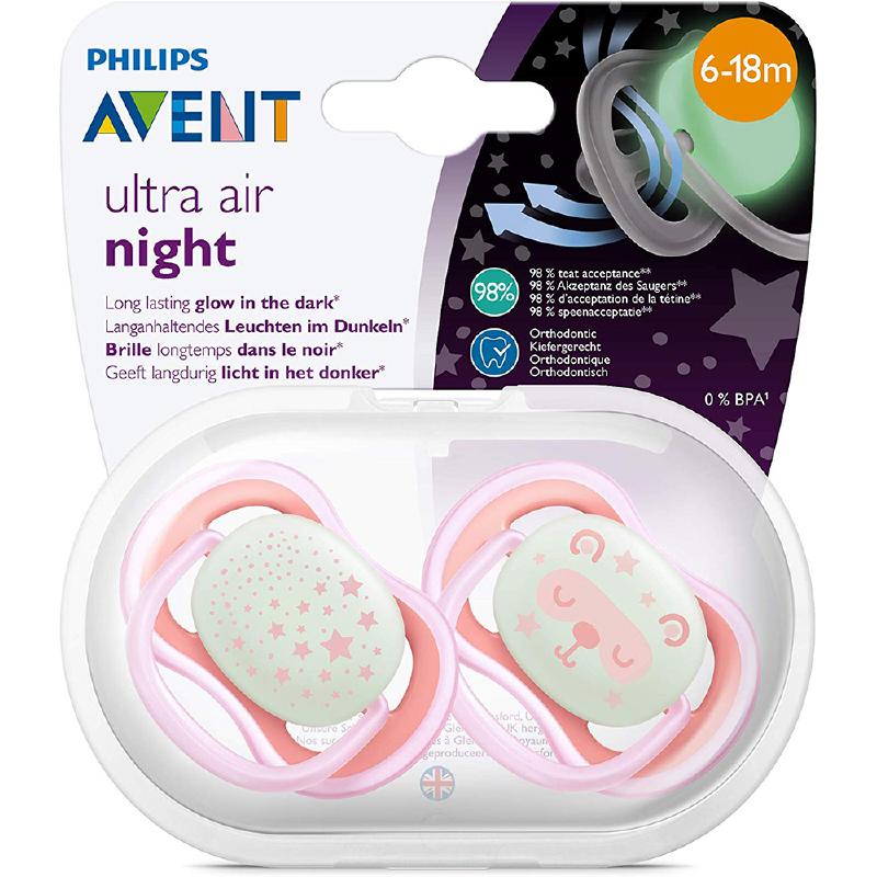 Image of Ultra Air Night 6-18m Avent 2 Succhietti Rosa
