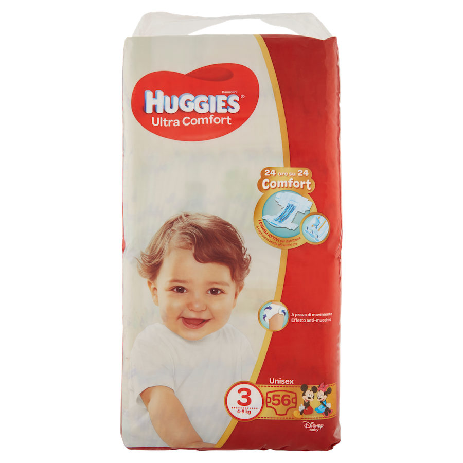 Image of Ultra Comfort Huggies(R) Pannolini Unisex 56 Pezzi Taglia 3033