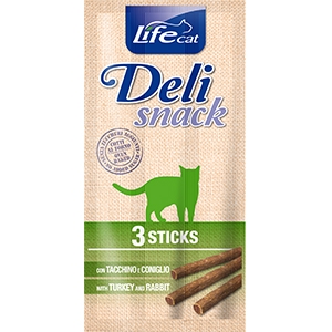 Image of Life Cat Deli Snack Tacchino e Coniglio - 3 Stick da 5GR