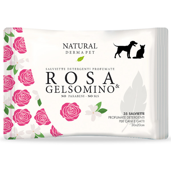 Image of Salviette Detergenti Profumate Rosa e Gelsomino - 35 Salviette