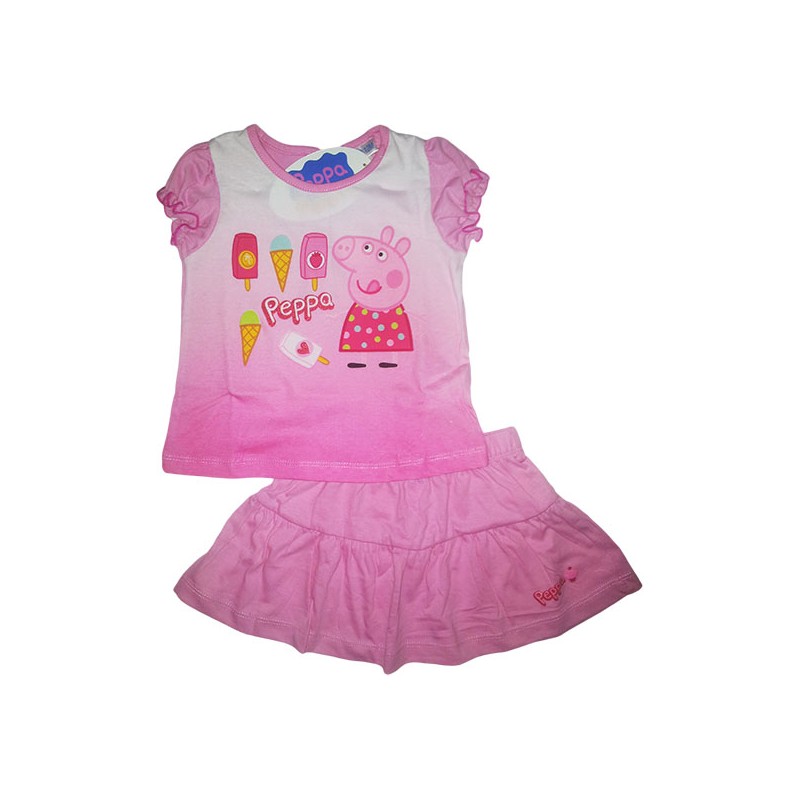 Image of Completo maglia maglietta gonna bimba neonato Peppa Pig rosa 12 m