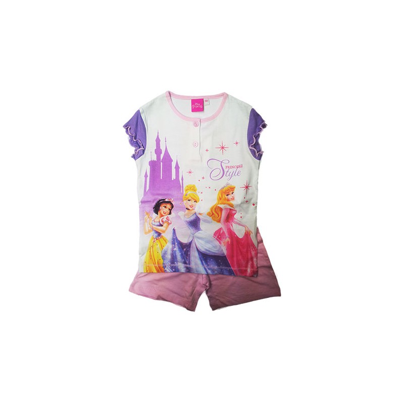 Image of Pigiama maglia maglietta pantaloncino bimba bambina Disney Principesse 5A033