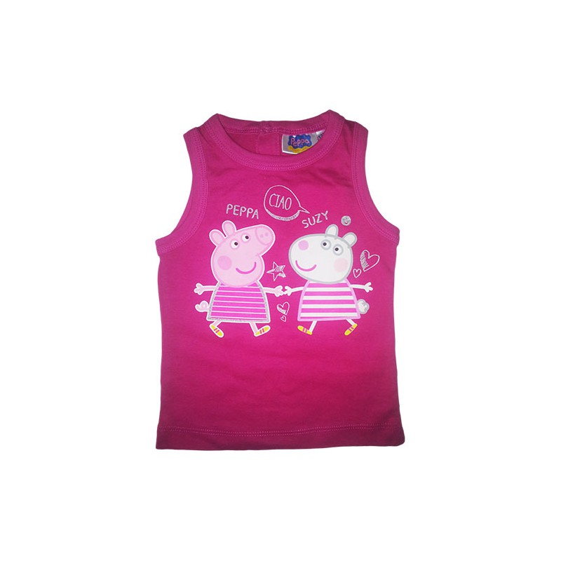 

T-shirt maglia maglietta senza manica bimba neonato Peppa Pig fucsia 24 m