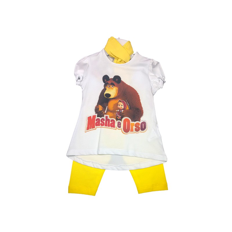 Image of Completo maglia maglietta leggings bimba neonata Masha e Orso giallo 30 m033