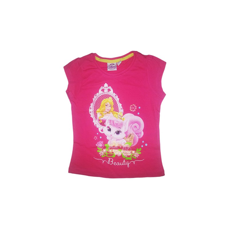 Image of T-shirt maglia maglietta bimba bambina Disney Principesse fucsia 4A033