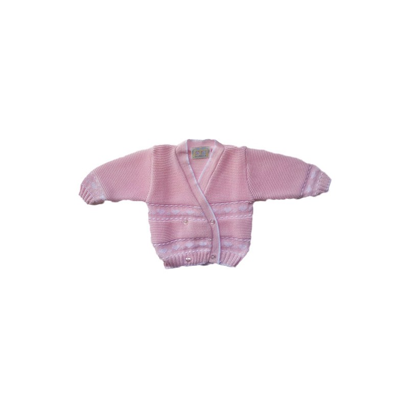 Image of Cardigan scaldacuore incrociatino coprifasce cotone La Rocca bimba neonato rosa TU033