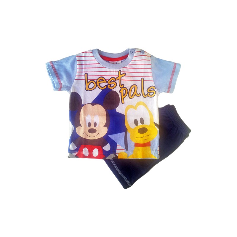 Image of Pigiama maglia maglietta pantaloncino bimbo neonato Disney baby Mickey Mouse blu 24 m033