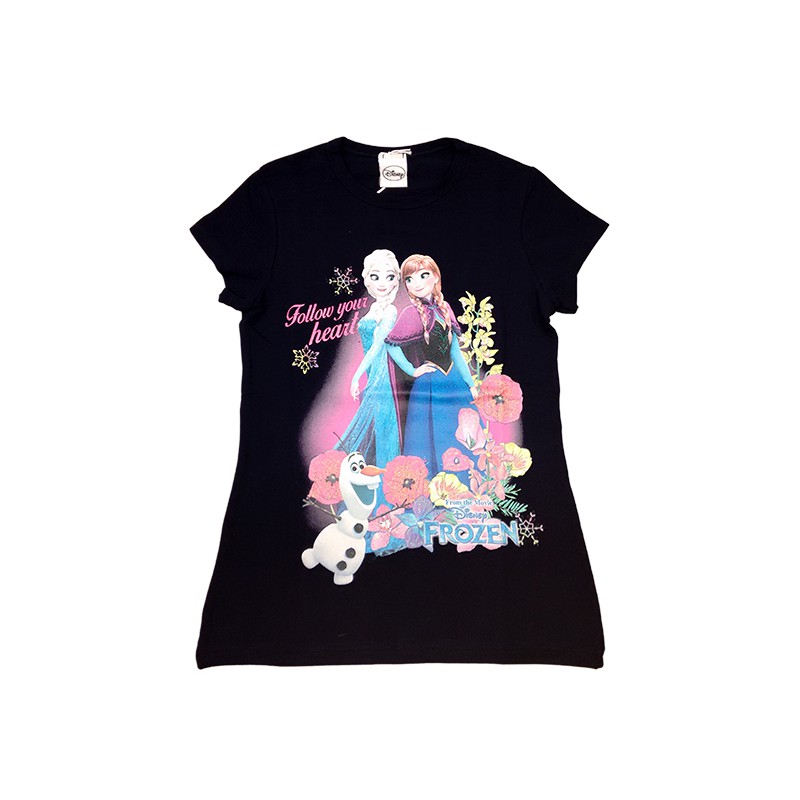 Image of T-shirt maglia maglietta cotone bielastico bimba bambina Disney Frozen blu 4A033