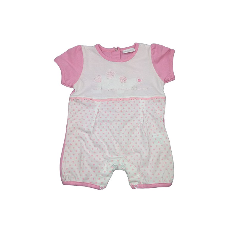 Image of Pagliaccetto tutina bimba neonato mezza manica bianco rosa Pastello 3 - 6 m033