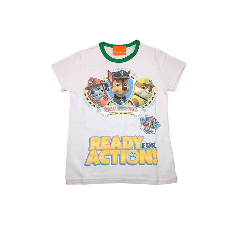 

T-shirt maglia maglietta cotone bielastico bimbo bambino Paw Patrol bianco 5A