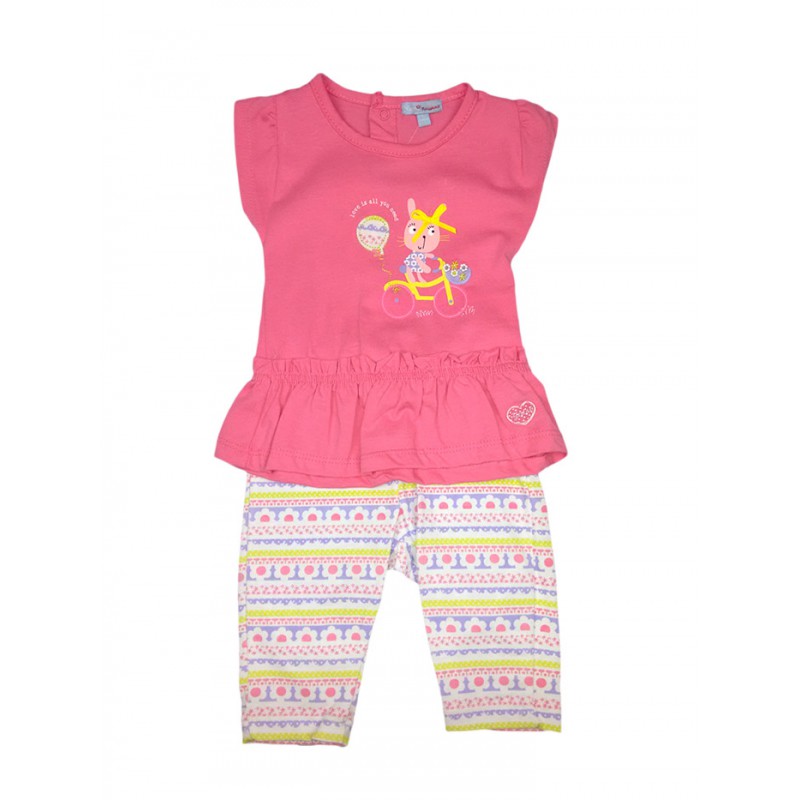 Image of Completo 2pz maglia canotta leggings bimba neonato senza manica Yatsi fucsia fantasia 12 m033