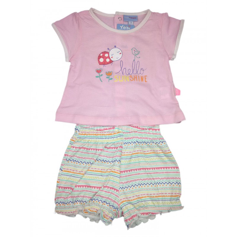 

Completo 2pz maglia pantaloncino bimba neonato mezza manica Yatsi rosa fantasia 1 m