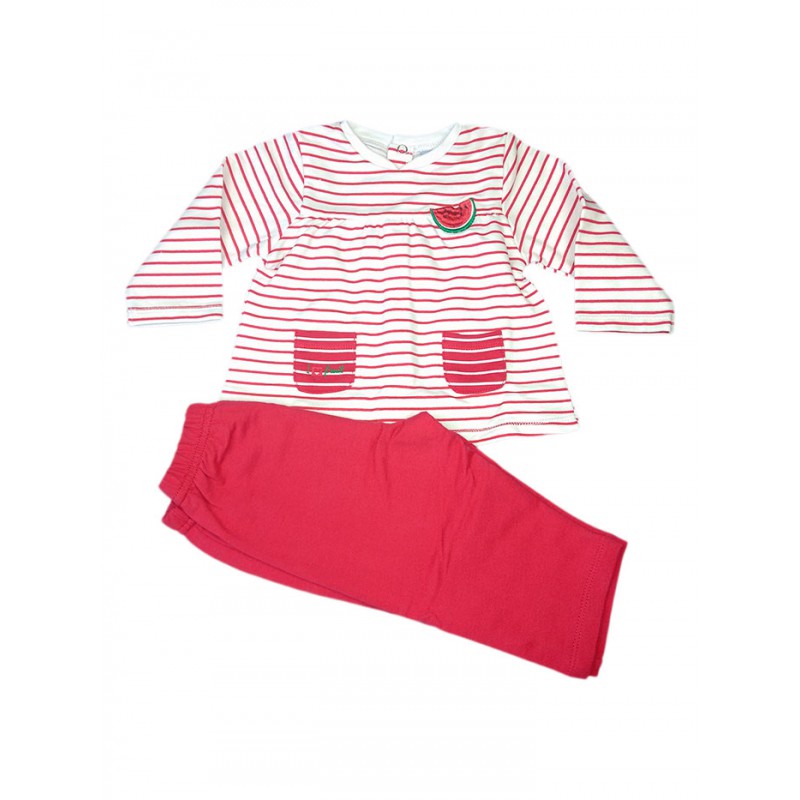 Image of Completo tuta 2pz maglia maglietta pantalone bimba neonato Yatsi rosso fucsia 3 m