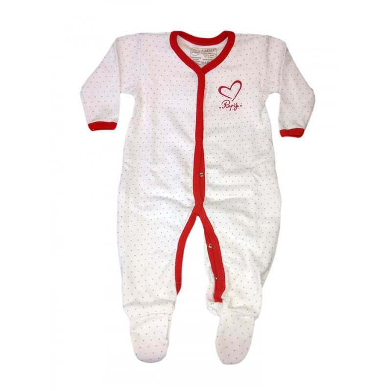 Image of Tuta tutina cotone bimba neonato Rapifei bianco rosso 3 m033