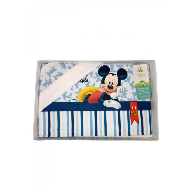 

Completo 3pz culla lettino bimbo neonato lenzuolo stampa Mickey Disney baby bianco rosso TU